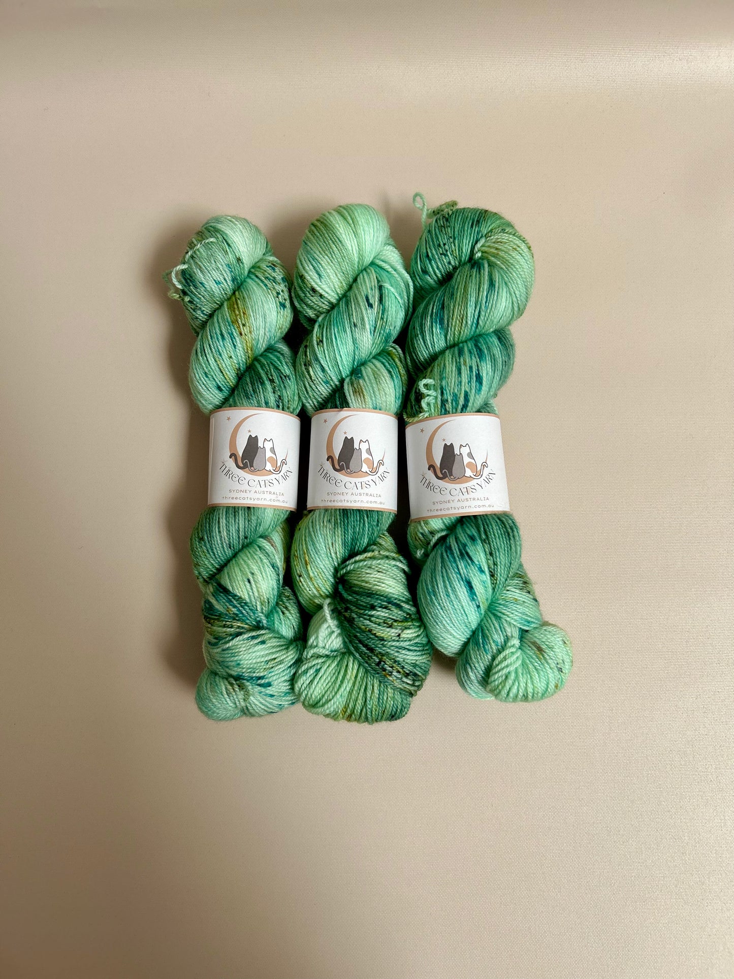 Three Cats Yarn - Green Moon Moth Fingering weight