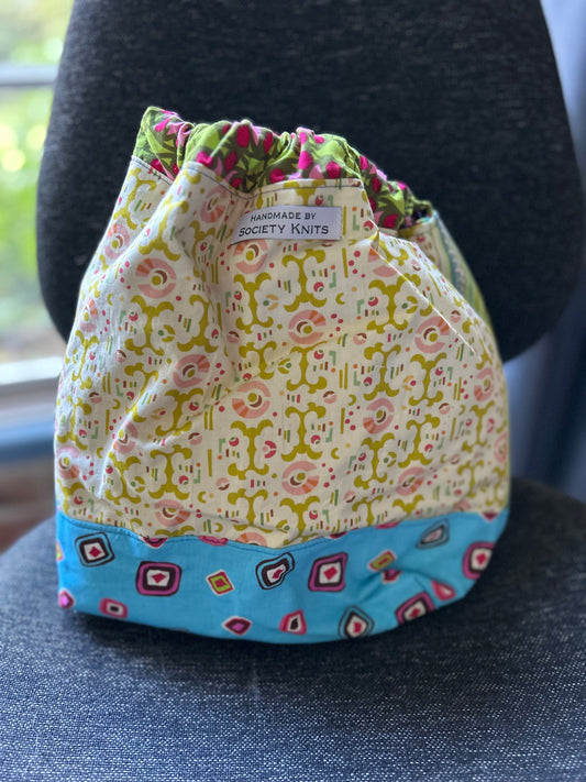 Society Knits project bag - drawstring