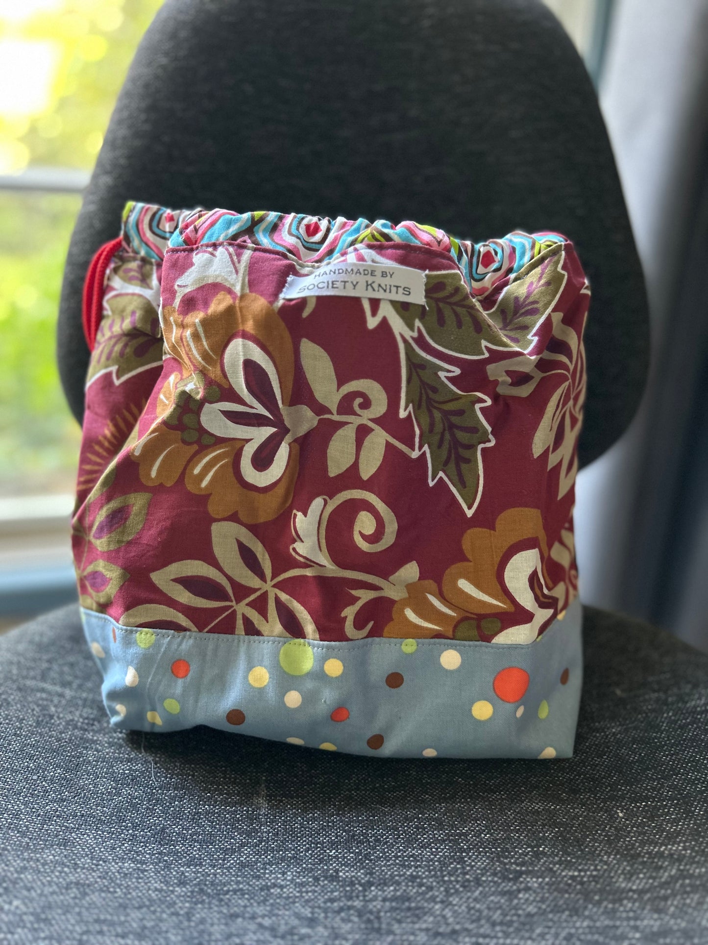 Society Knits project bag - drawstring