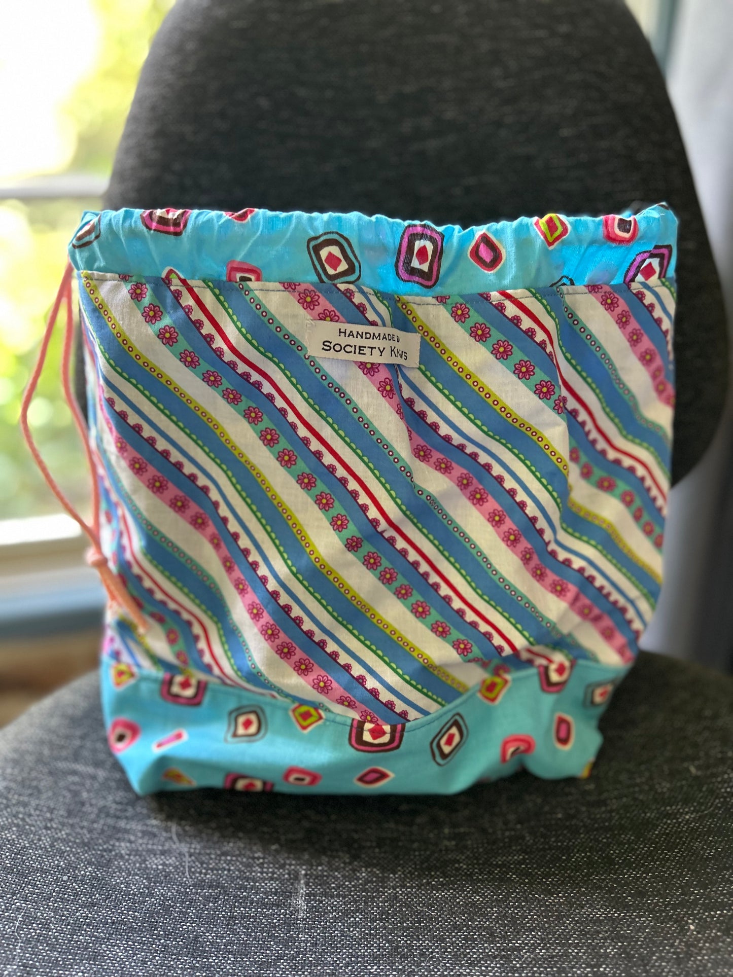 Society Knits project bag - drawstring