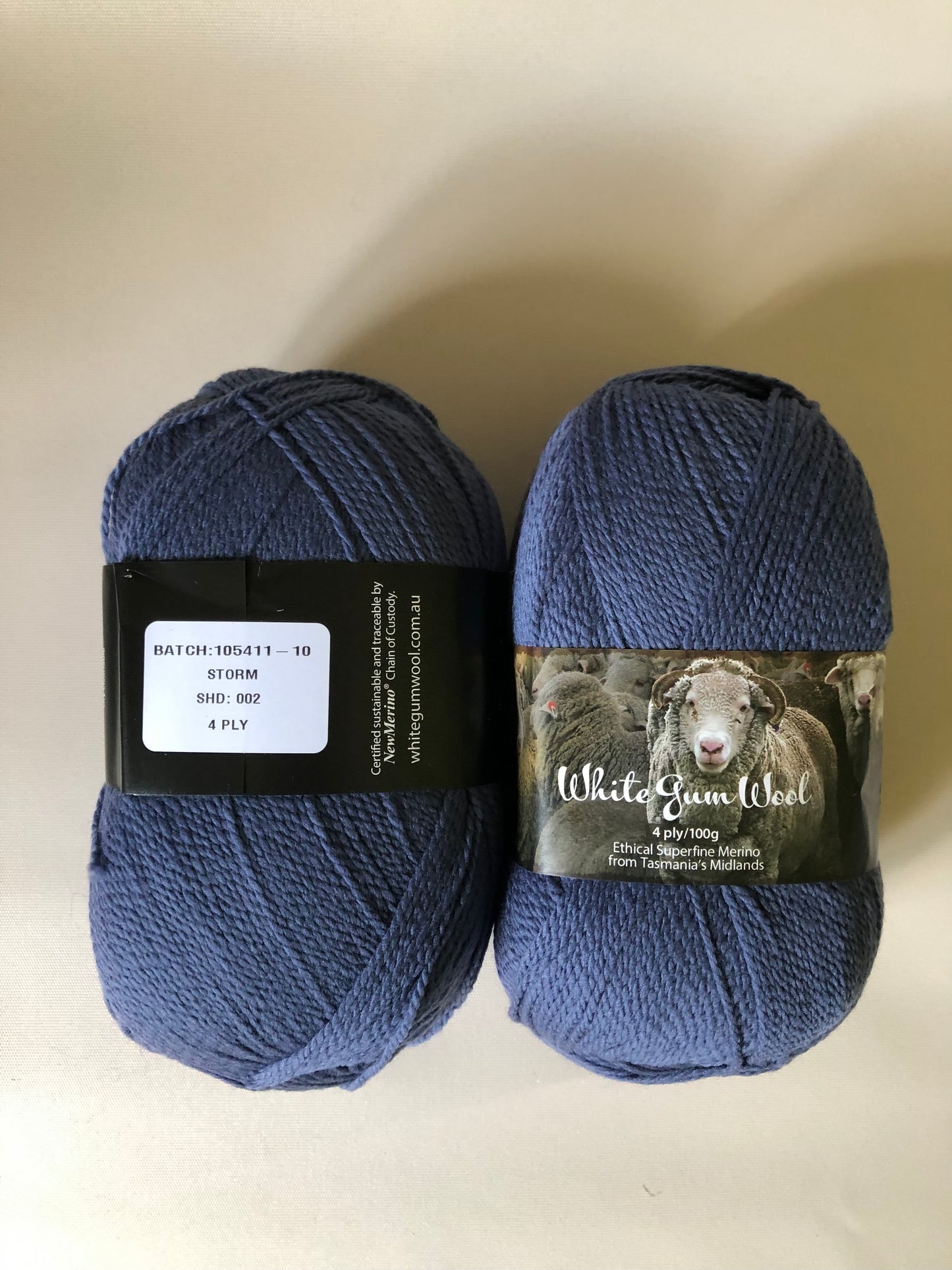 White Gum Wool 4ply Storm