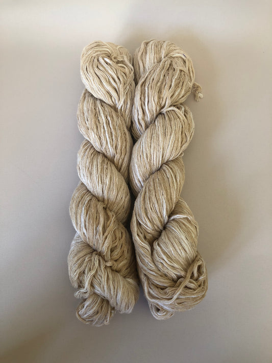 Society Knits Fawn and White cotton upcycled yarn 100g