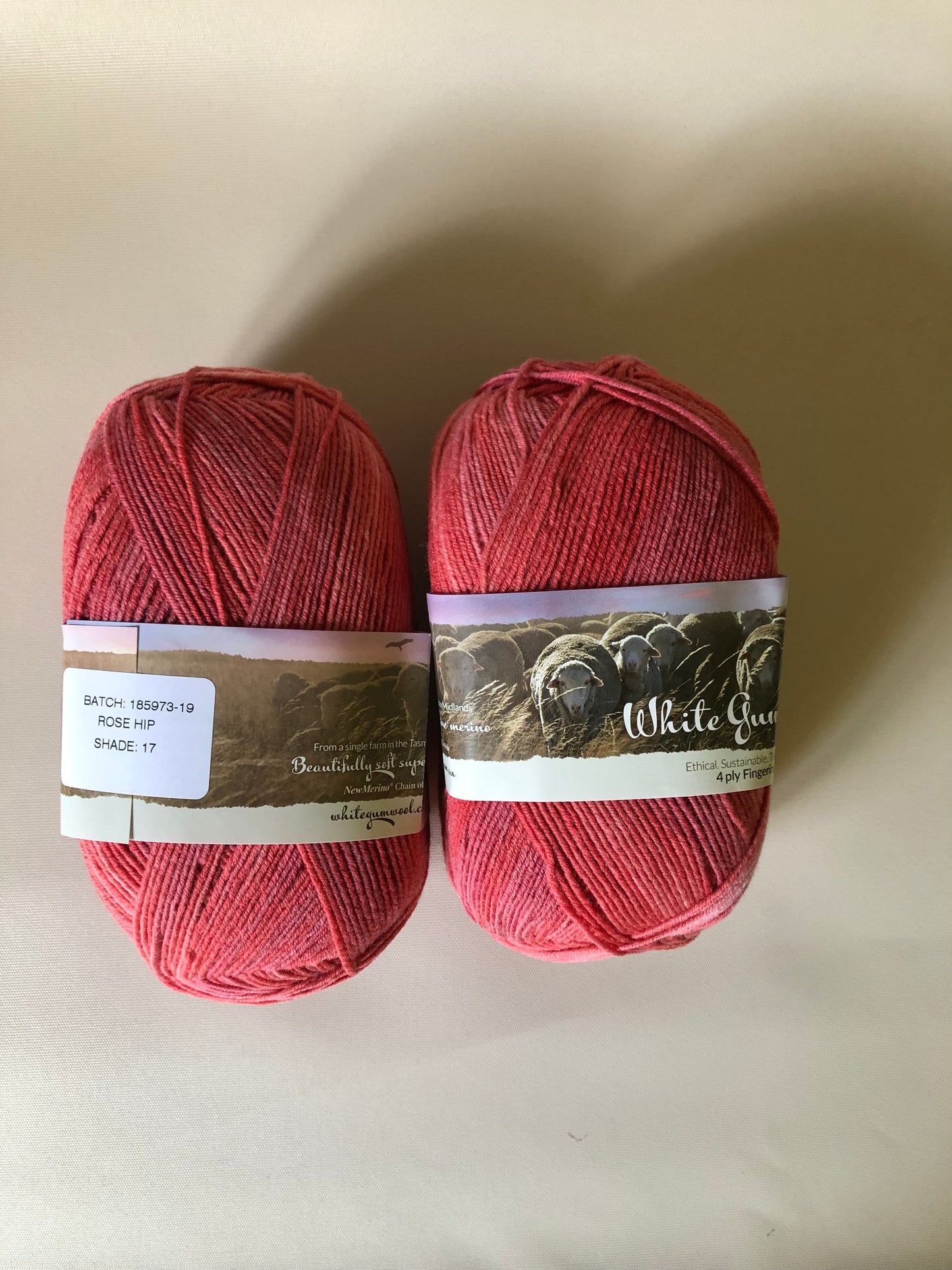 White Gum Wool 4ply Rosehip