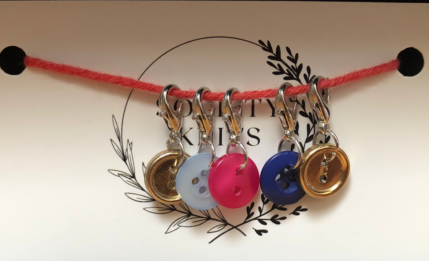 Society Knits The Lost Button Stitch marker collection - Rose amongst the golds